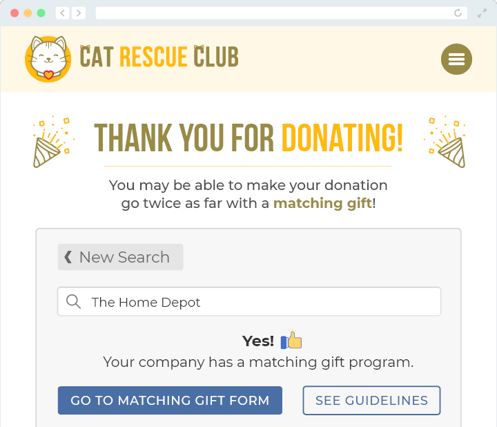 Increase matching gift revenue with confirmation pages.