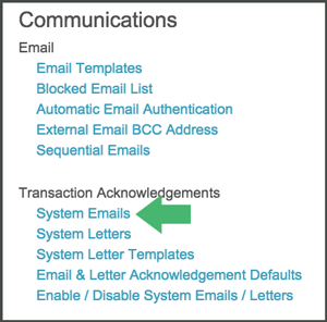 NeonCRM - Select System Emails