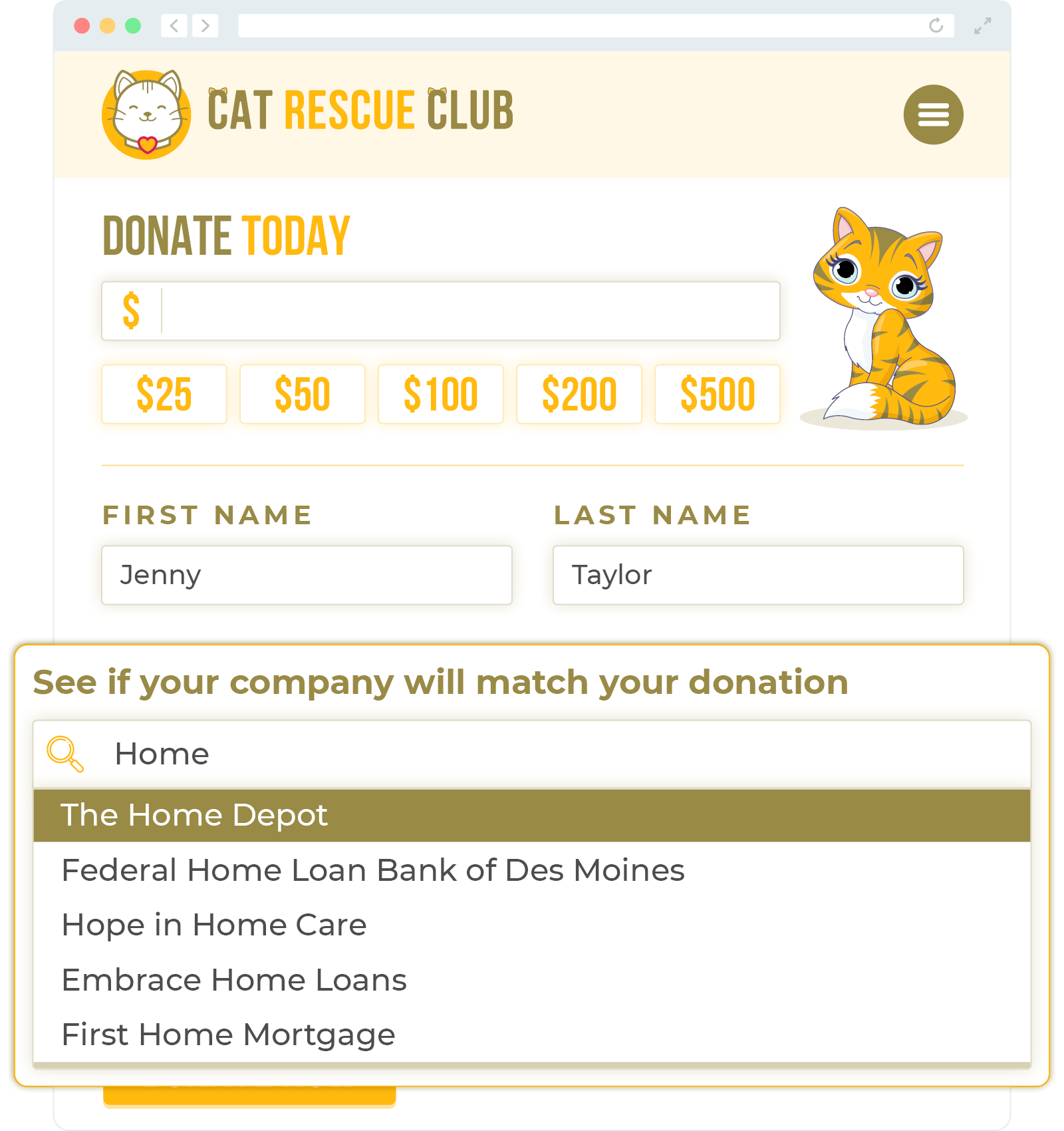 Marketing matching gifts on your donation page