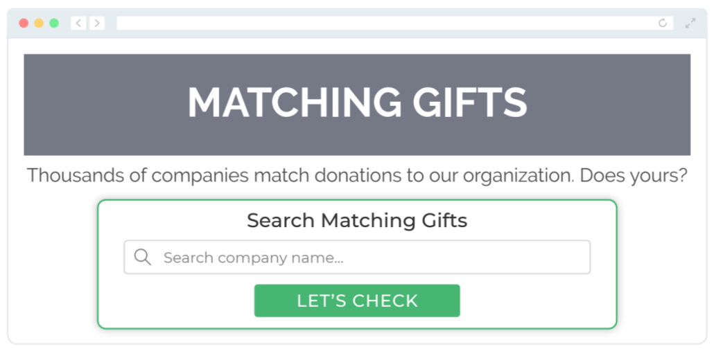 Matching gift integration example: match page