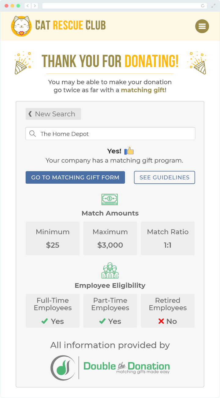 Increase matching gift awareness with your confirmation pages