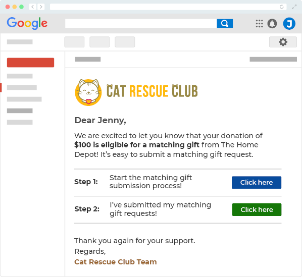 Grow matching gifts with email outreach after a matching gift screening