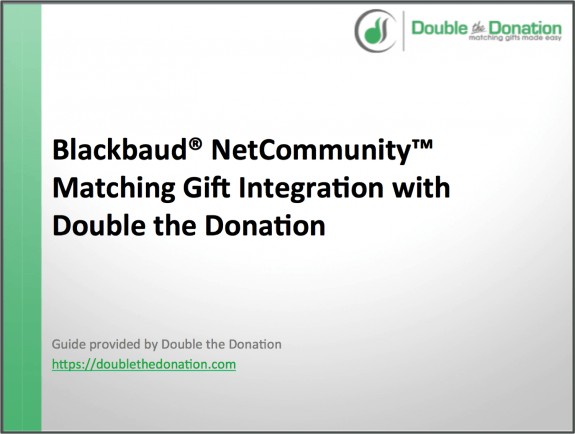 Blackbaud NetCommunity Matching Gift Integration Guide