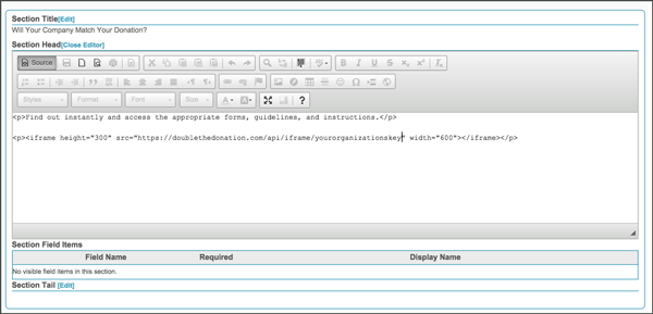 Add Matching Gift Wording the NeonCRM Donation Form