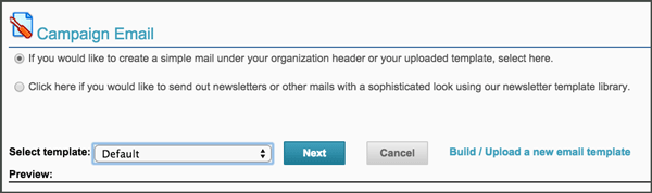 Choose Template to Create New NeonCRM Email Campaign