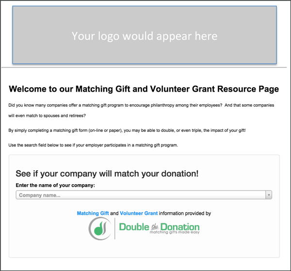 Sample Matching Gift Page Hosted on NeonCRM