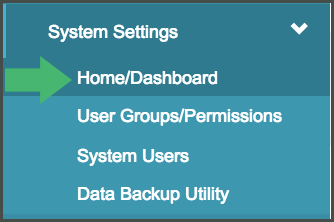 NeonCRM System Settings - Home/Dashboard