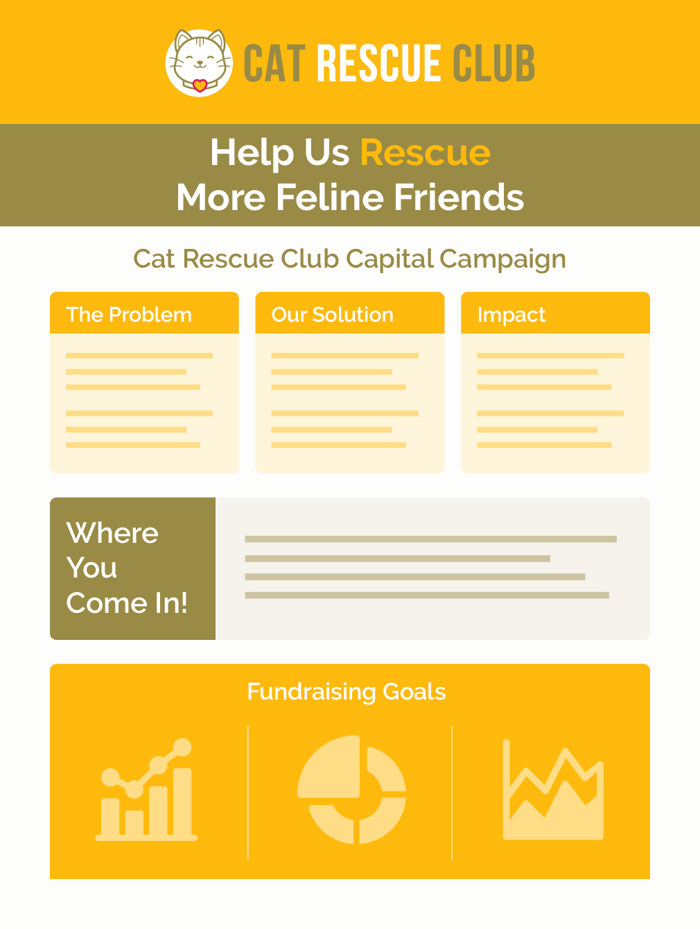 An example statement for support promotion image for a hypothetical nonprofit, Cat Rescue Club. 