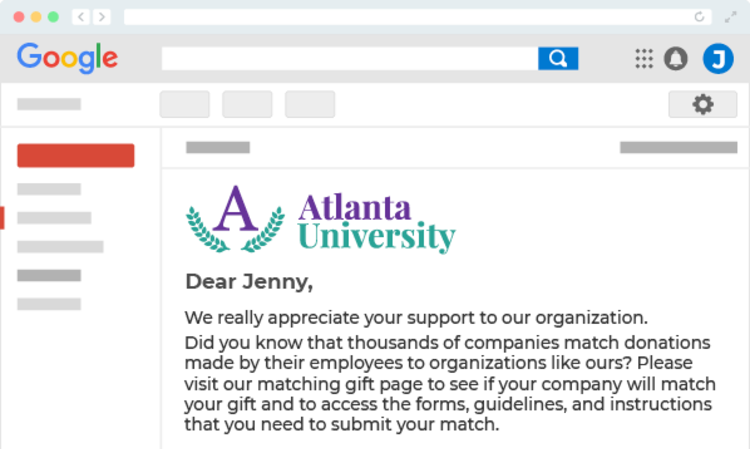 Encouraging donors to submit matching gift requests with email follow-ups