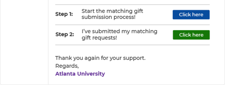 Encouraging donors to submit matching gift requests with links to request forms