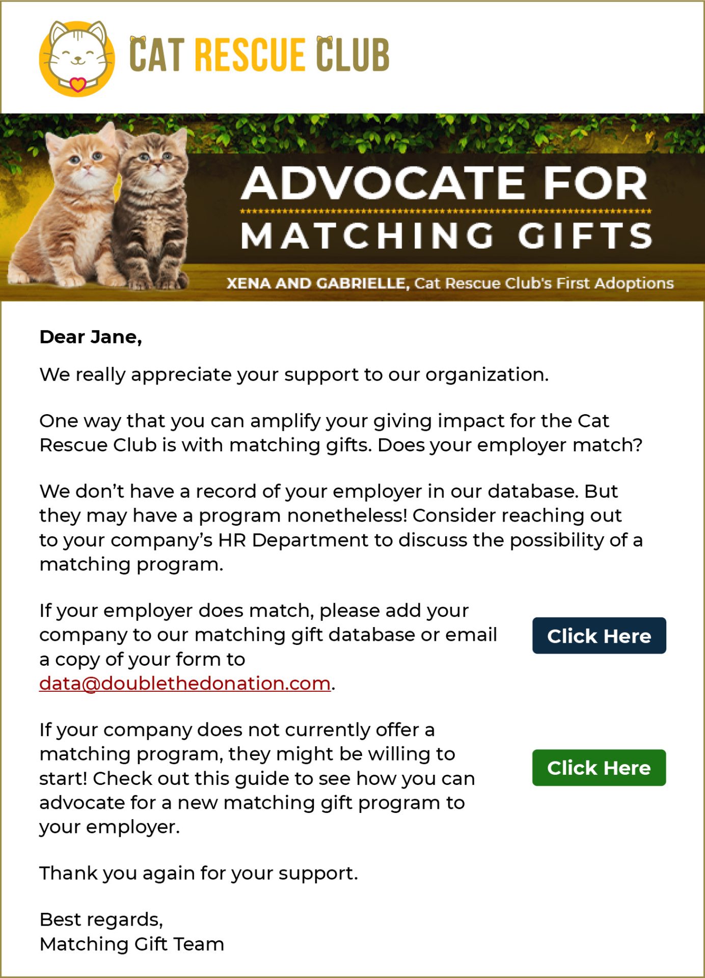 Ineligible matching gift letters