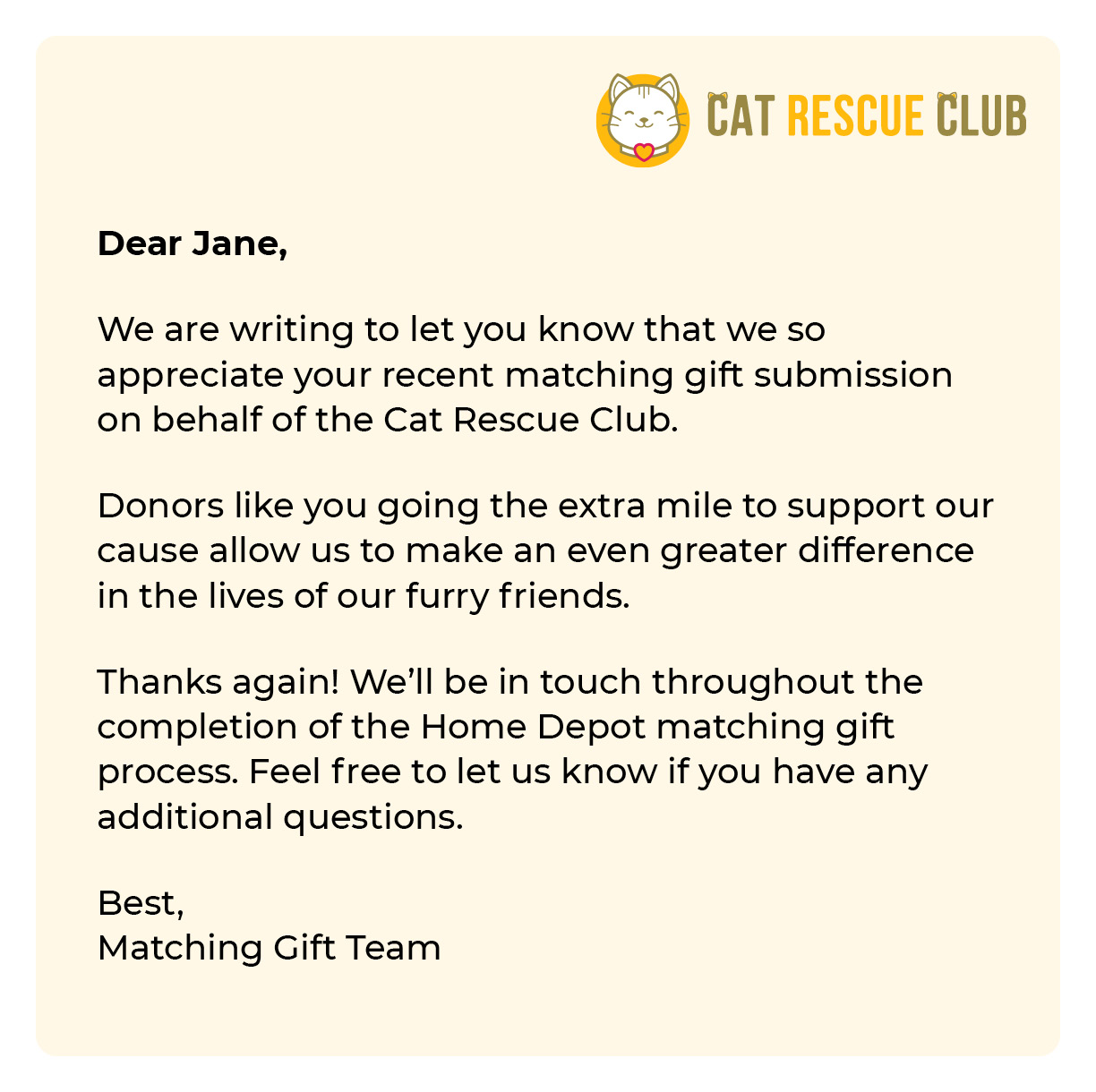 Request submission matching gift letter