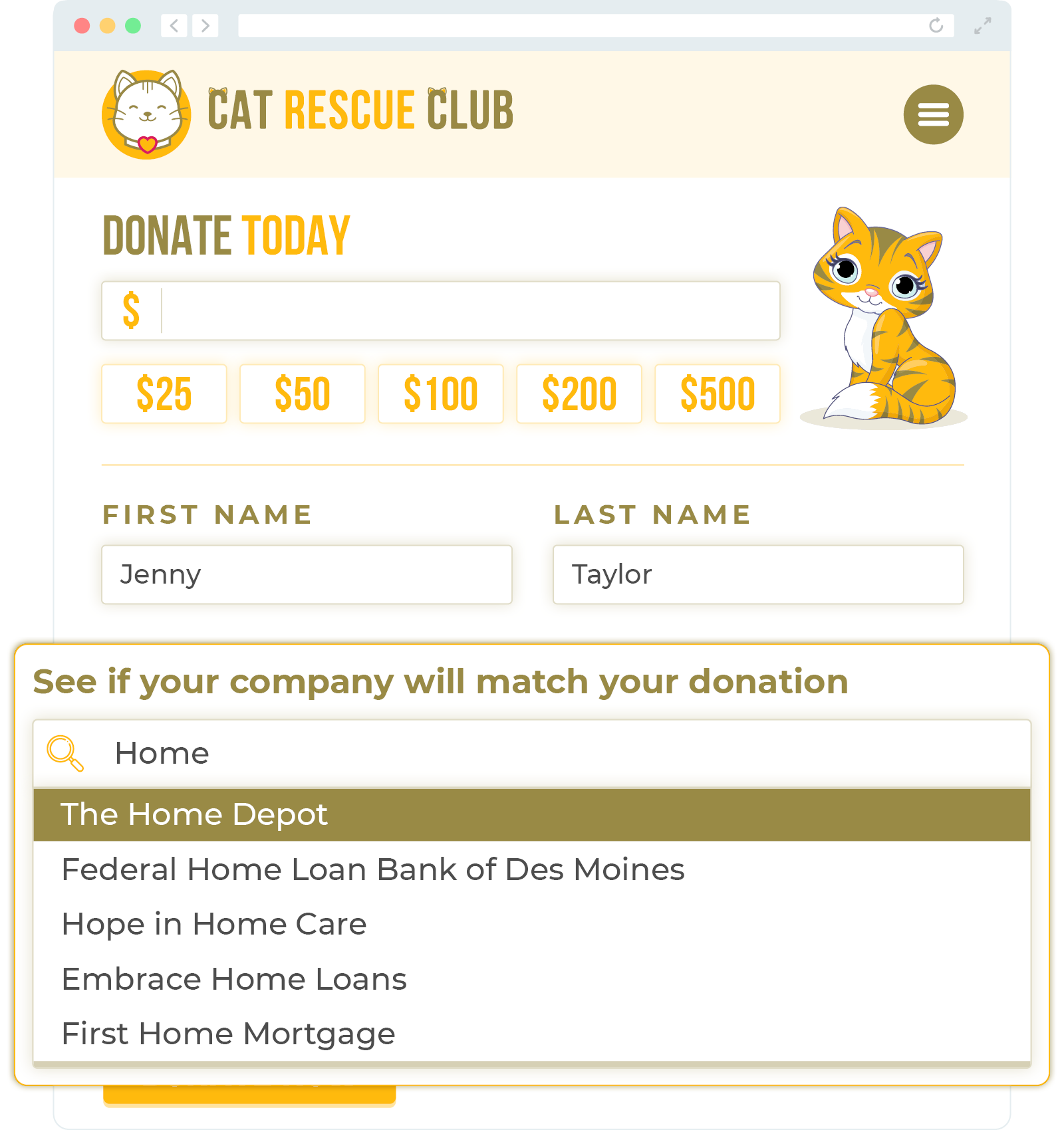 Marketing matching gifts in the donation process using donation pages