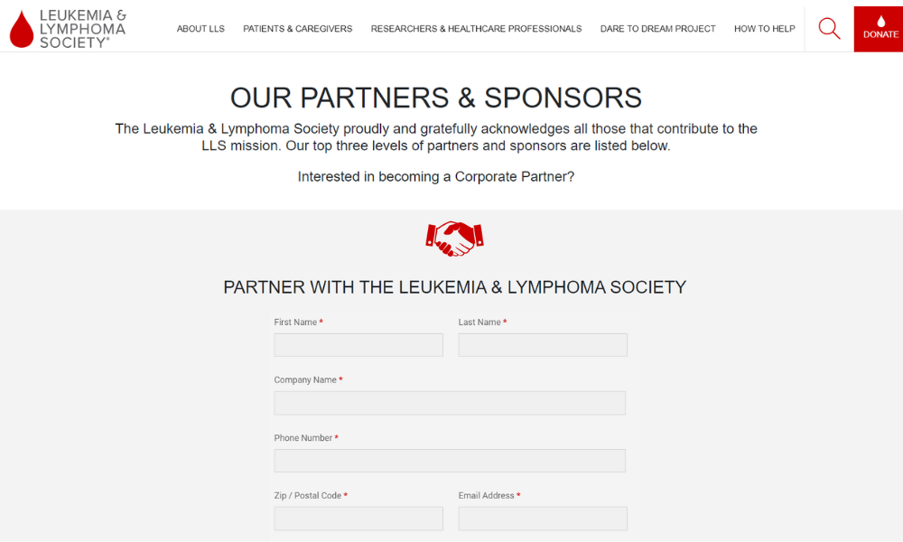 Here's an example of how LLS markets custom matching gift programs and partnerships on its website.