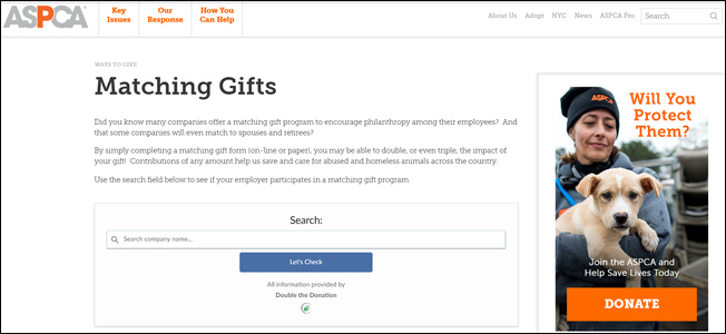 Create a dedicated matching gifts page on your website.