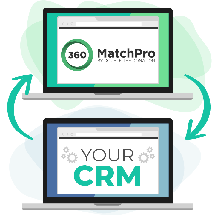 This image shows a graphic arrows that signify 360MatchPro being integrated onto your CRM.