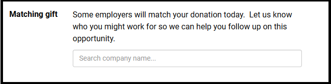 AlumnIQ donation form with 360MatchPro search bar