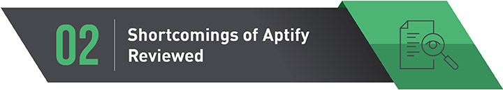 Read the shortcomings of Aptify software reviewed.