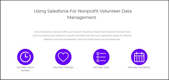 InitLive's integration for Salesforce helps nonprofits better manage their volunteers and events.