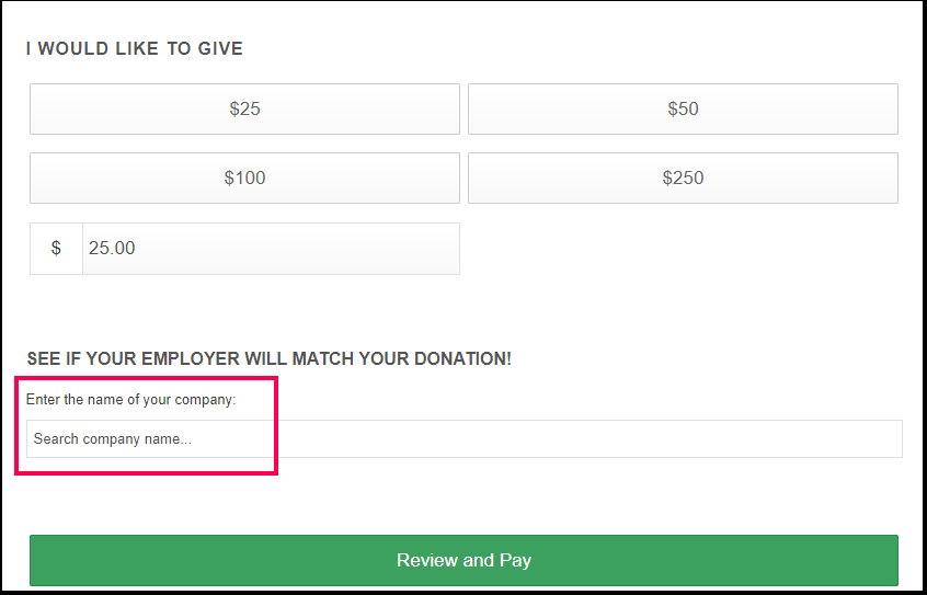 Custom Donations - with 360MatchPro Tool