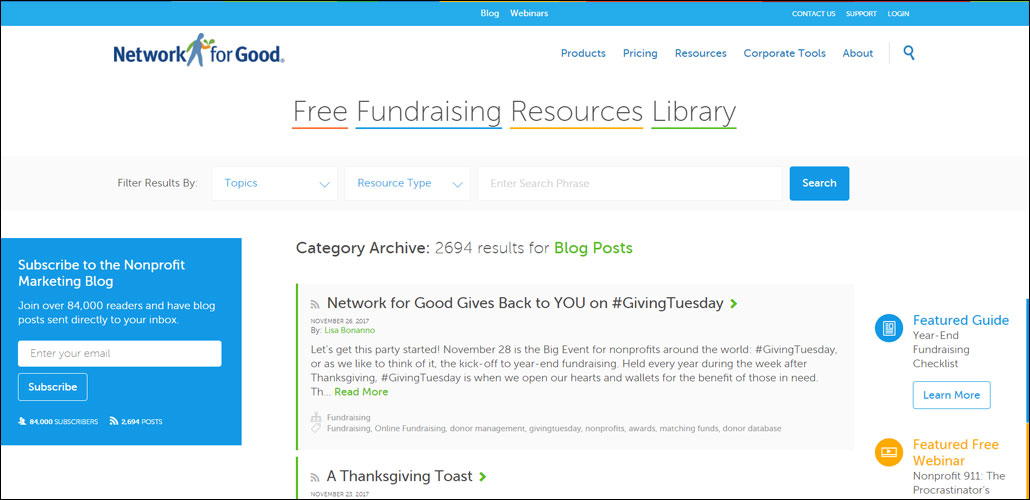 From fundraising ideas to marketing and philanthropy research, Network for Good's nonprofit blog has the resources for your nonprofit.