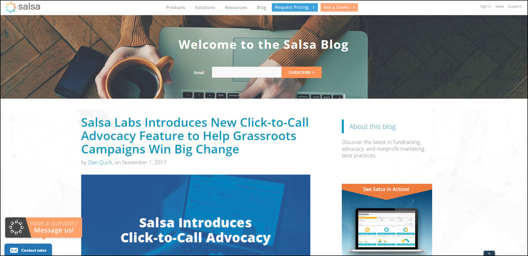 The Salsa Labs blog shares news and information about donor database software.