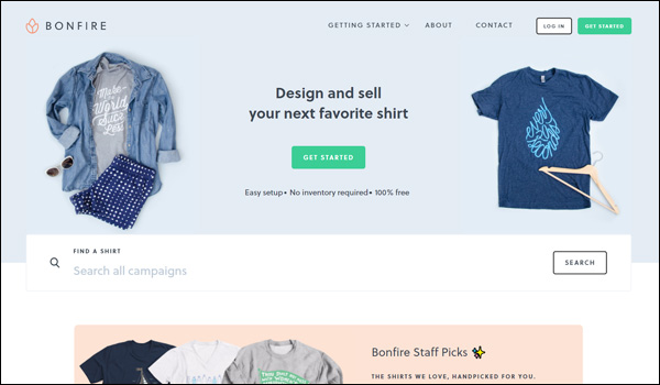 With Bonfire, a t-shirt-based fundraising event software, you pay nothing upfront to manufacture t-shirts!