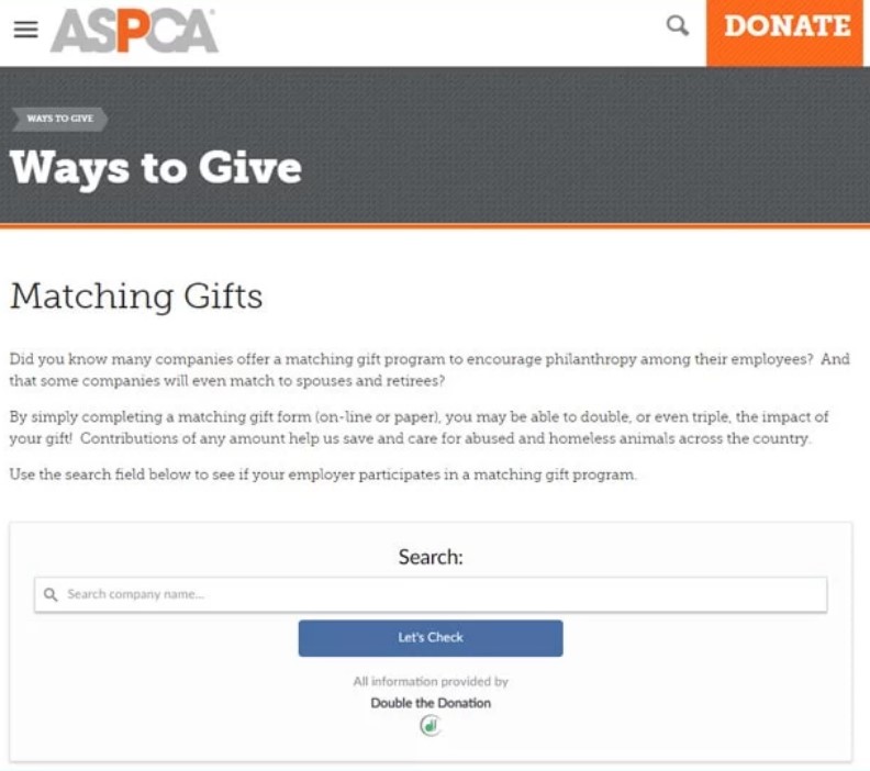 Marketing matching gifts on your website with a ways to give page