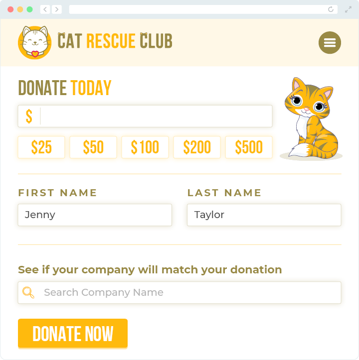 Here's what making a donation can look like in the matching gift process.