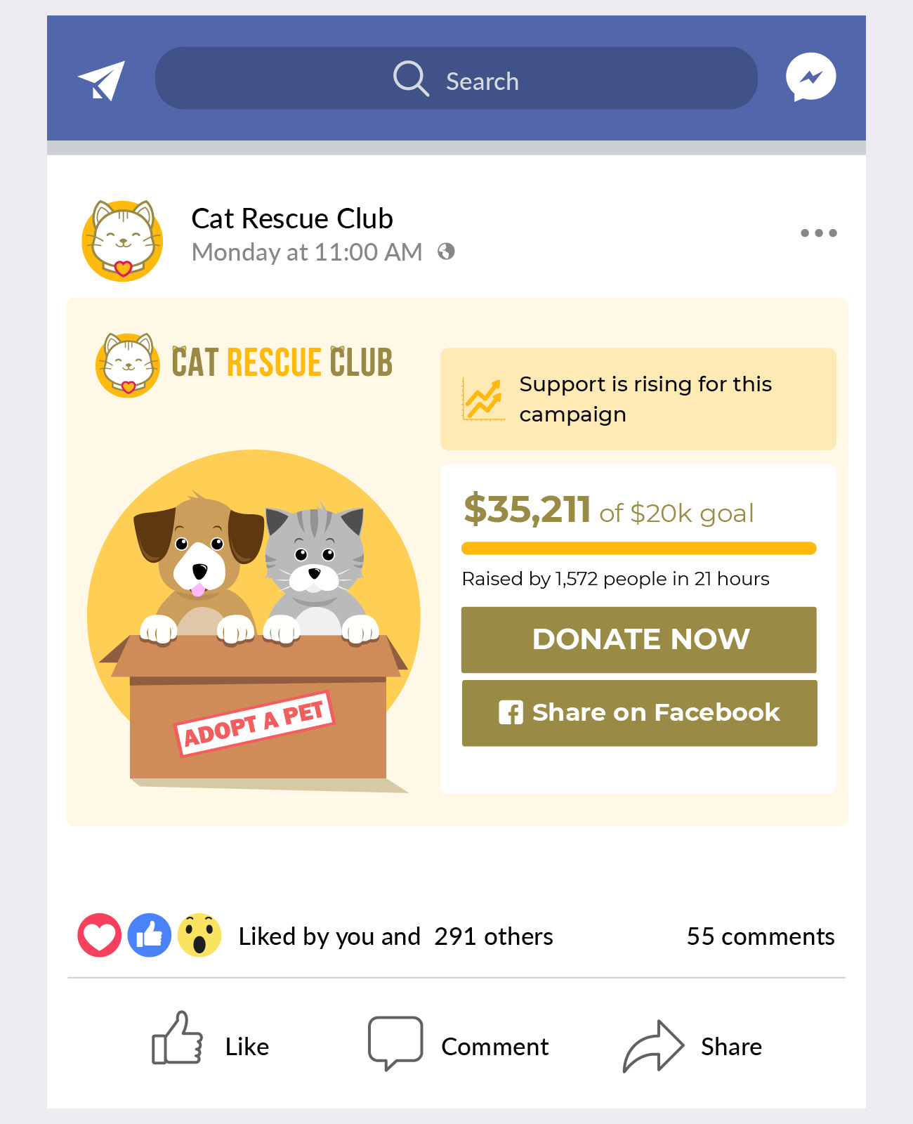Promoting a nonprofit crowdfunding page on social media