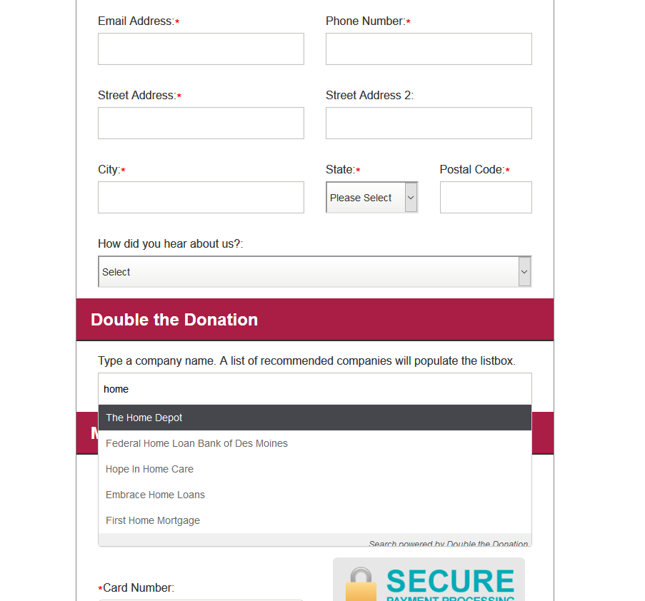 Donor Portal Home