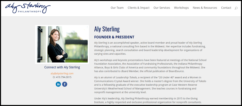 Aly Sterling is a top fundraising consultant for nonprofit organizations.