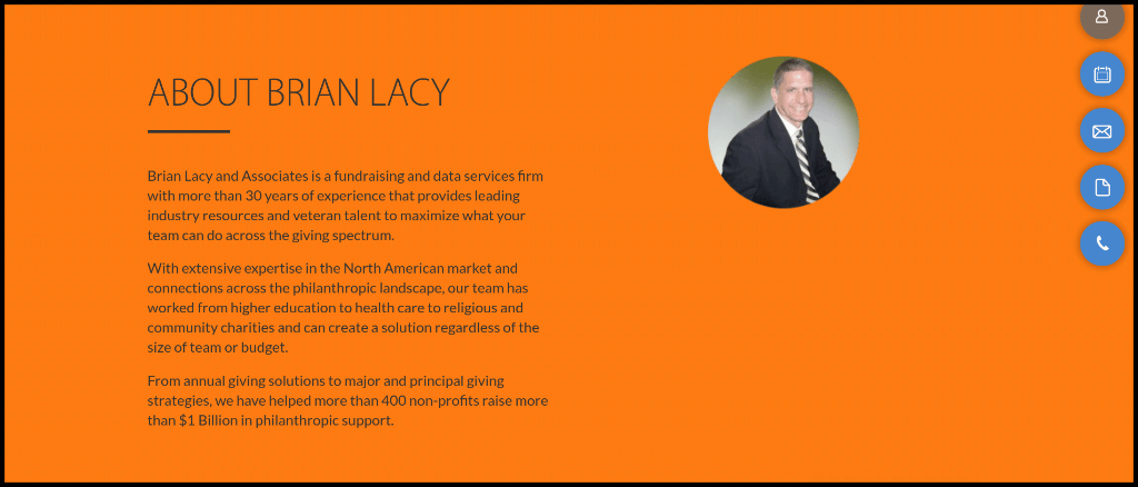 Brian Lacy if a fundraising consultant that helps organizations with annual fundraising.