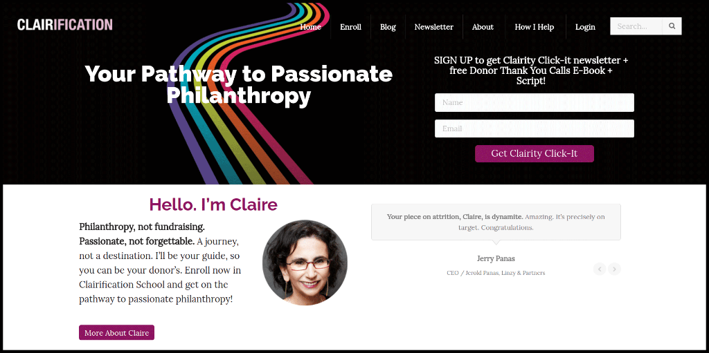 Claire Axelrad is a consultant that helps nonprofits with fundraising strategy.