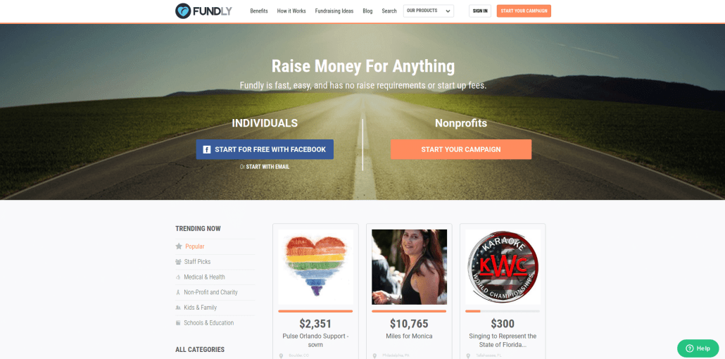 Fundly is a top crowdfunding platform that prioritizes social sharing.