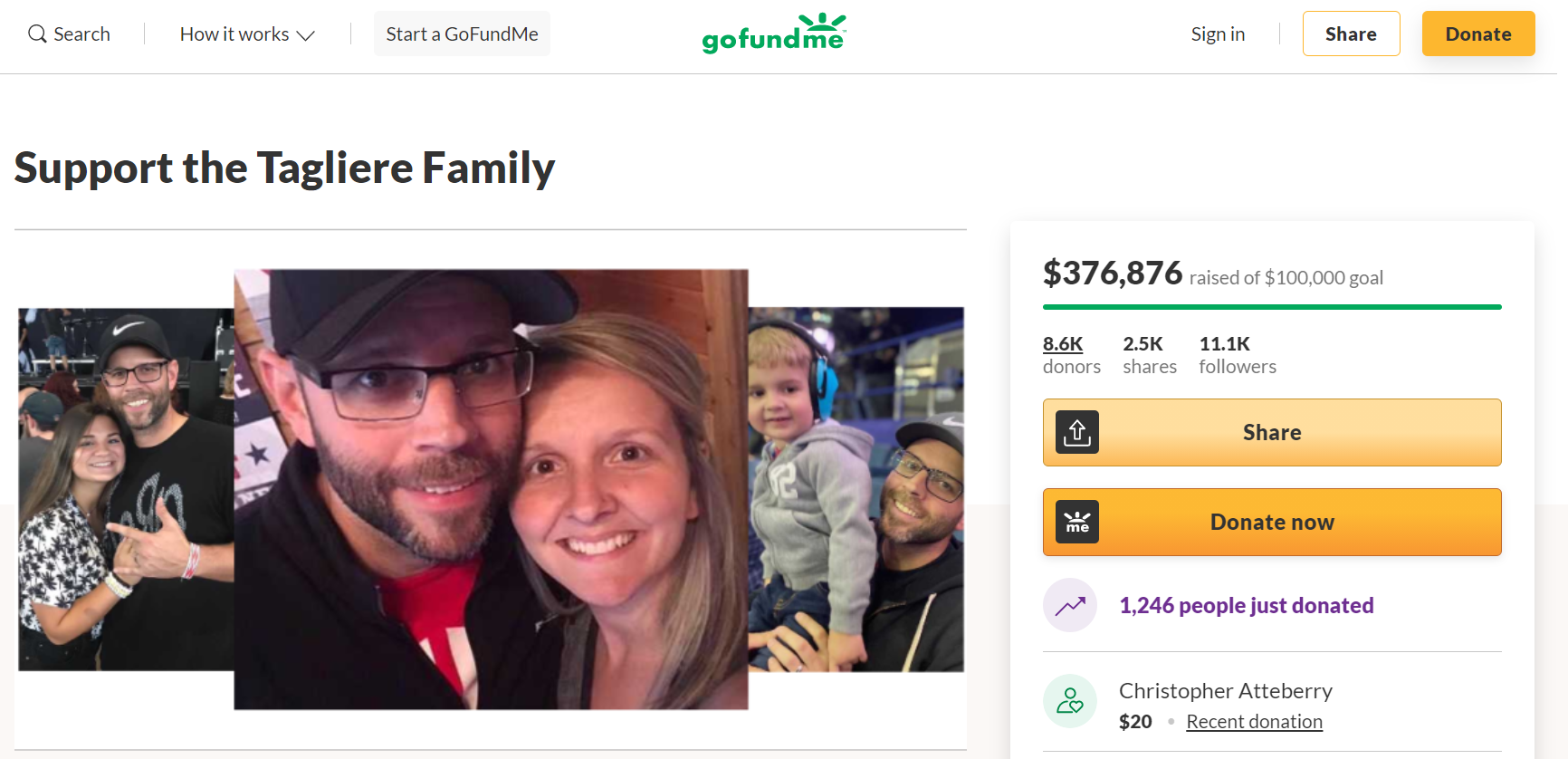 Take a look at this successful GoFundMe campaign.