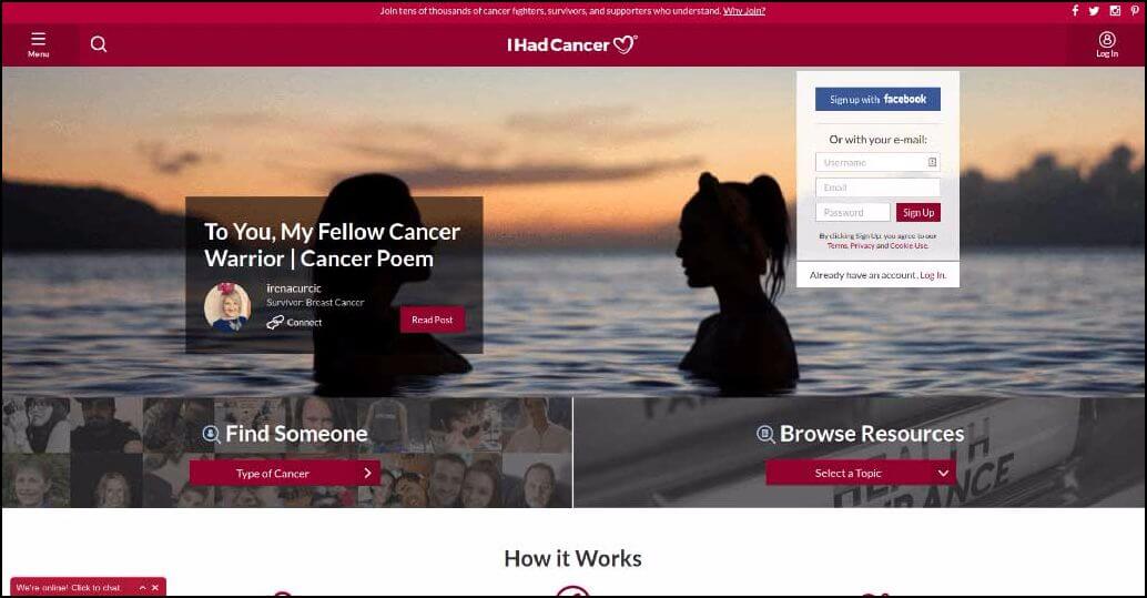 I Had Cancer has a striking nonprofit website.