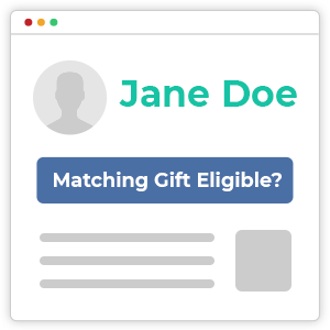 Example profile of a donor with a matching gift eligibility check button