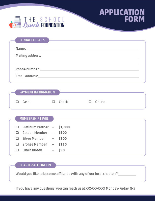 Make your membership application as easy as possible to fill out and process later.