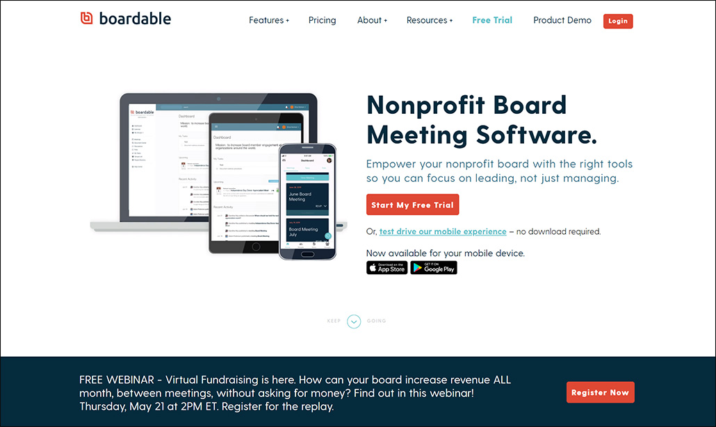 Explore Boardable's website to learn more about their nonprofit board membership management software.