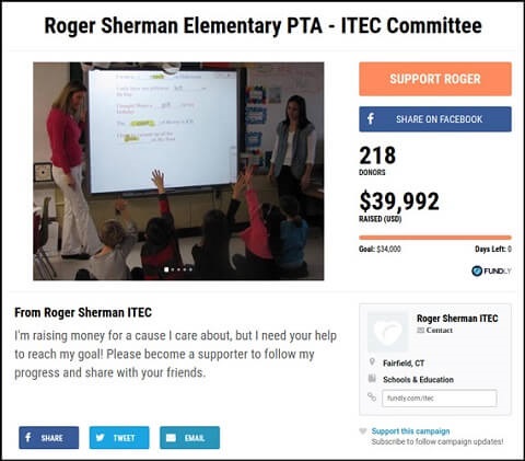 Follow the lead of this crowdfunding campaign from the Roger Sherman Elementary PTA.
