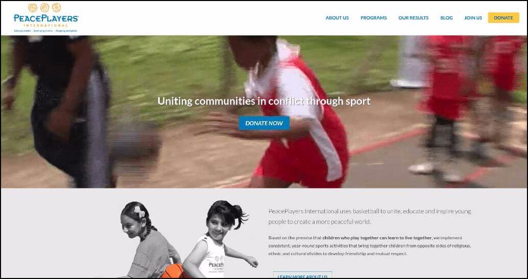 Learn more about PeacePlayers and why we think their nonprofit website is suburb.