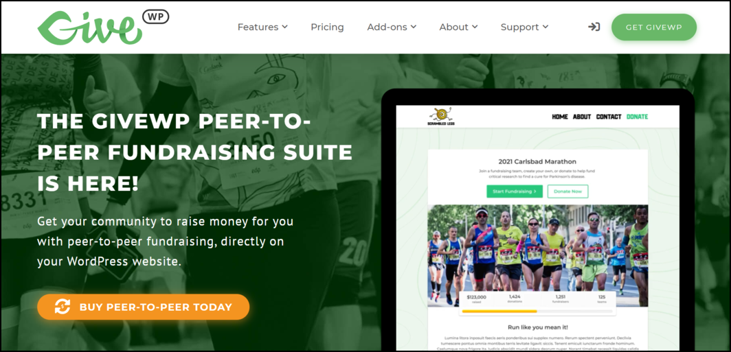GiveWP offers top peer-to-peer fundraising tools