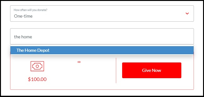 Search for your company in the iDonate donation form