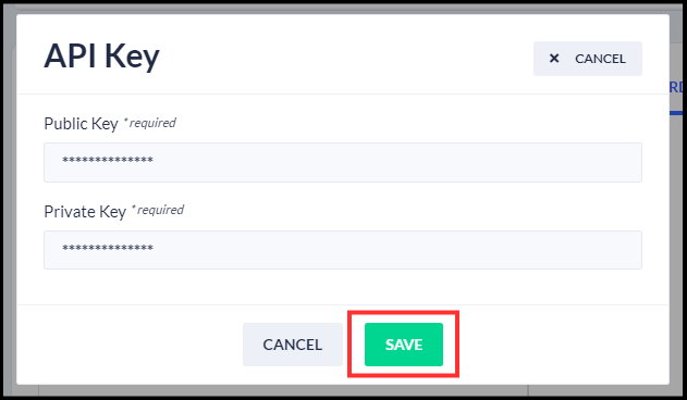 Enter your public and private API keys to activate your matching gifts integration!