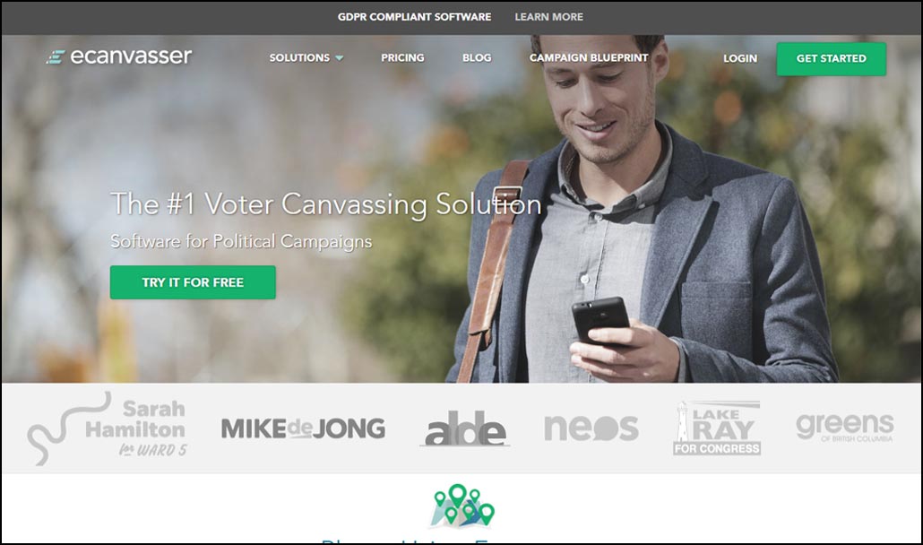 Ecanvasser is political campaign management software that allows you to map out canvassing routes.