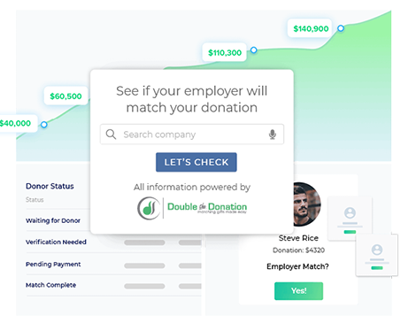 Volunteers can use Double the Donation's volunteer grant search tool to determine if their employer is a volunteer grant company.