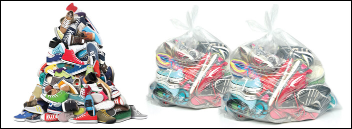 Collect your donated shoes to hand over to your shoe drive fundraiser facilitator.