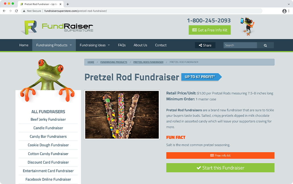 Another one of our favorite fundraising products is pretzel rods.