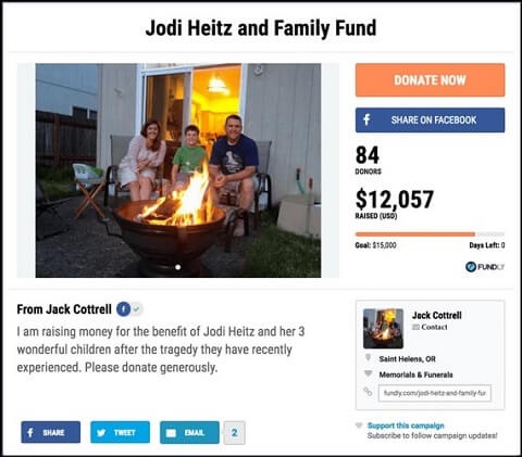 This is an example crowdfunding campaign that helped raise a lot of money for a memorial fund.